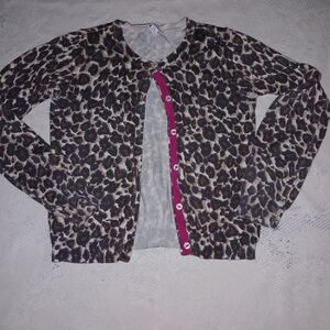 est. 1989 Place Cheetah Print Button Down Cardigan Sweater Size Large